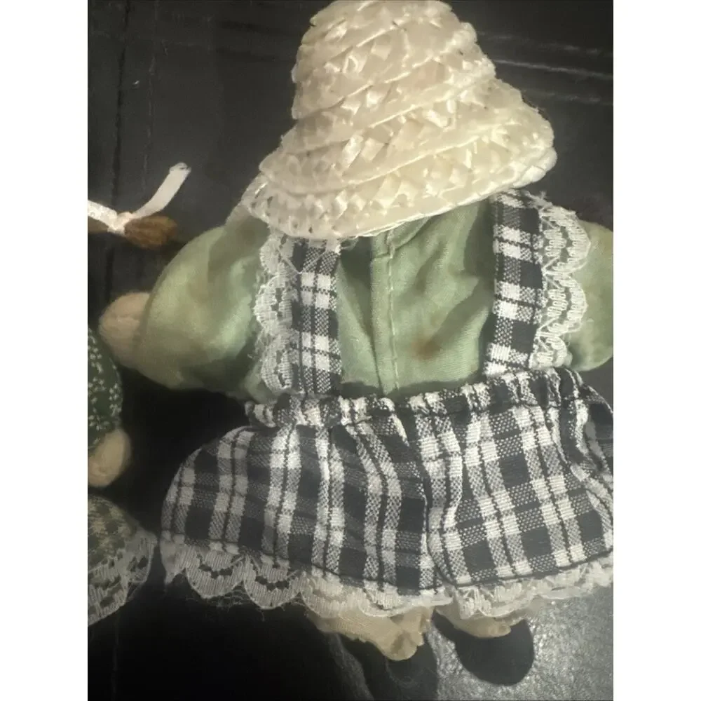 5” Lot of 2 Vintage Porcelain Head Cloth Body Country Dolls Farmhouse Decor Pair